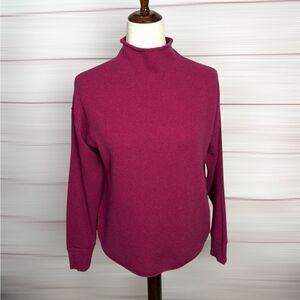 Tahari Fuchsia Cashmere Sweater Rolled Mock Neck Relaxed Fit size S